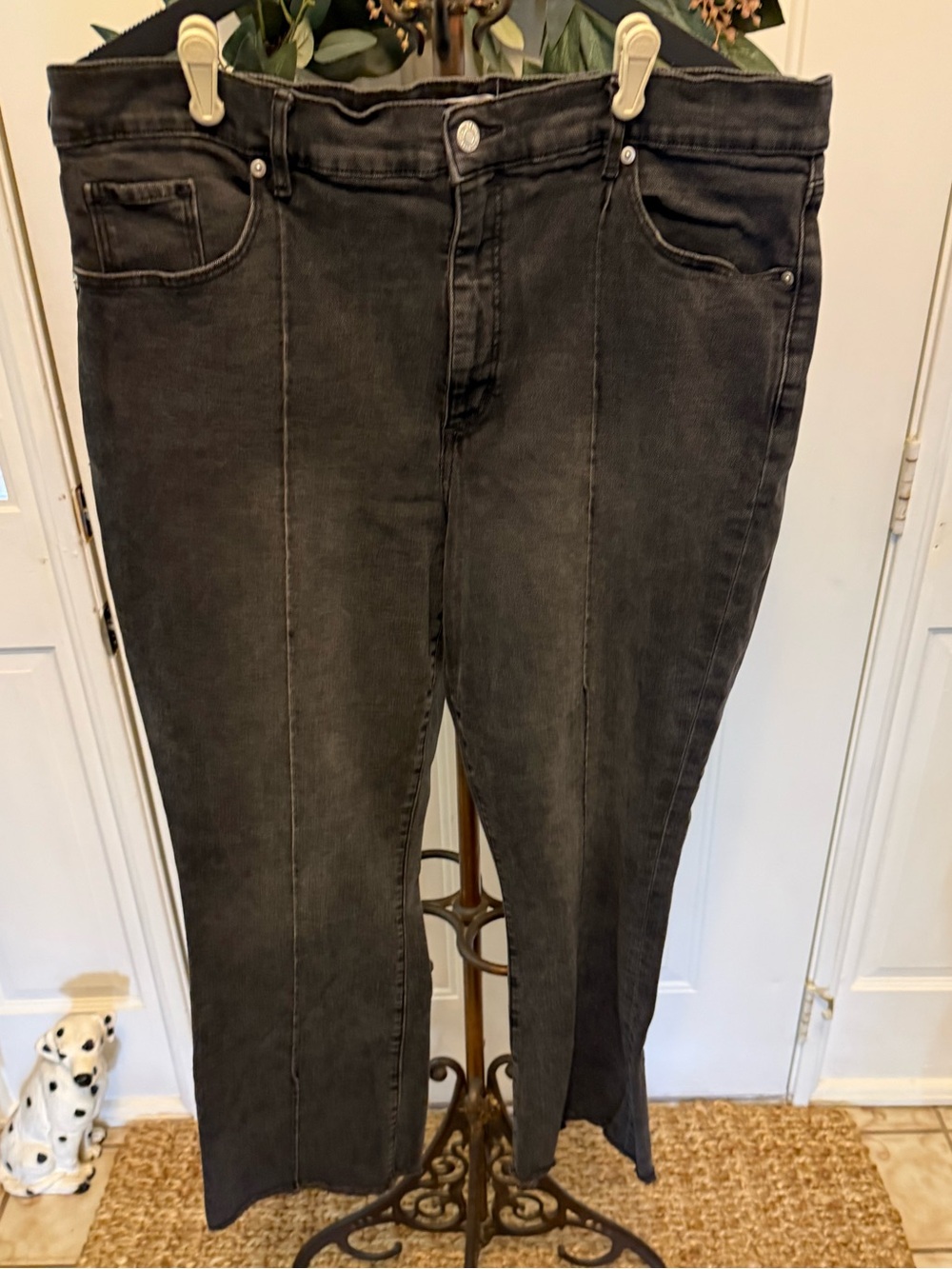 Loft The Kick Crop Faded Black High Rise Jeans 18 32